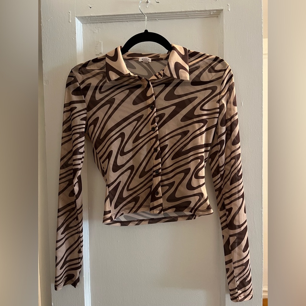 Garage Sheer Long Sleeve Button Down